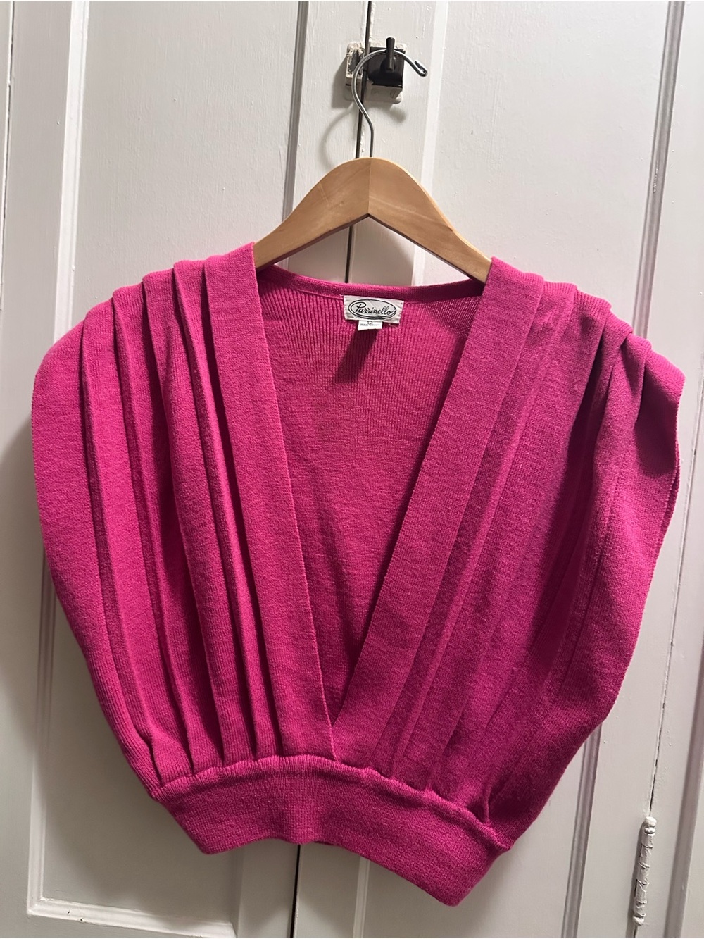 Parrinello Vintage Pullover Pleated Sweater Vest in Pink / Fuchsia Size: Large